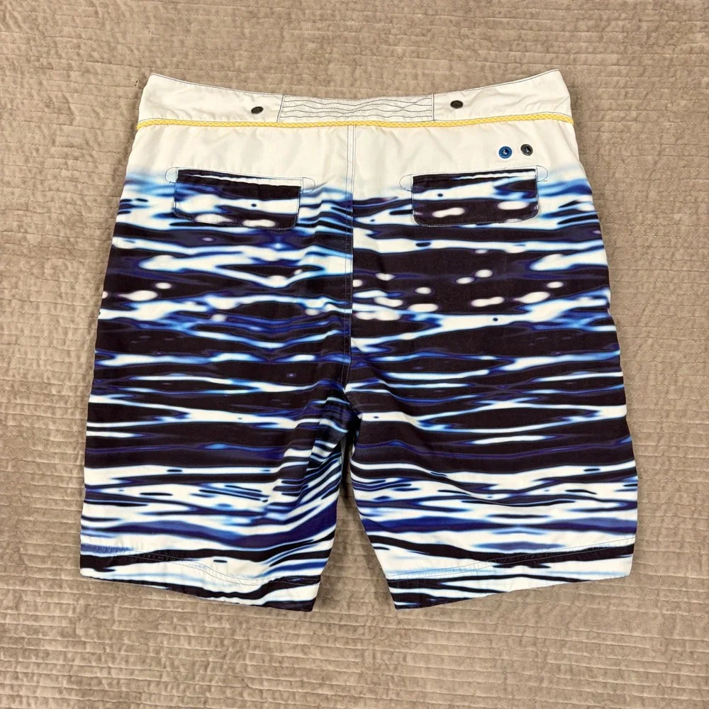 Robert Graham Mens Blue Marble Floral Board Shorts Swim Trunks Classic Fit 36